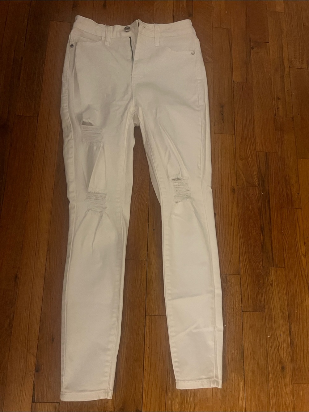 Guess White Distressed Skinny Jeans
